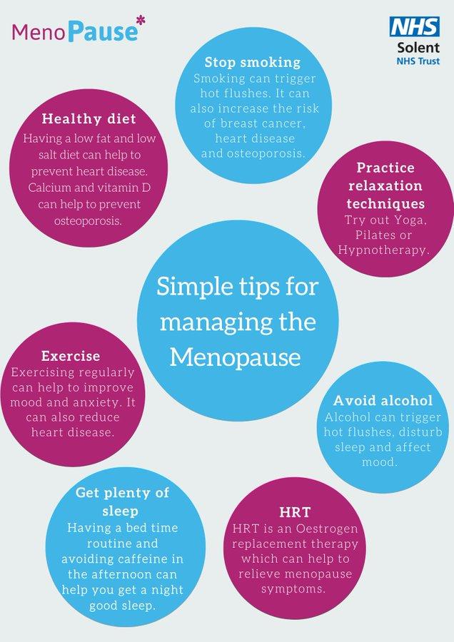 An image containing simple tips for managing the menopause.